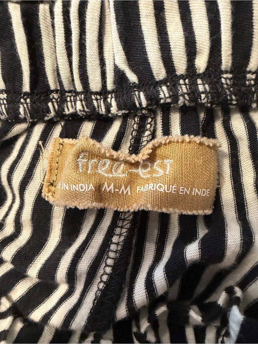 Free People Free-est Jersey Harem Pants Holten Cotton Size Medium Black White